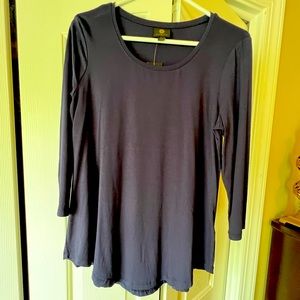 JM Collection Tees Intrepid Blue Scoop Neck 3/4 Sleeve Top Size XS, NWT